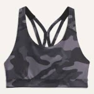 Old Navy Medium Support PowerPress Strappy Sports Bra - Gray Camo, XL